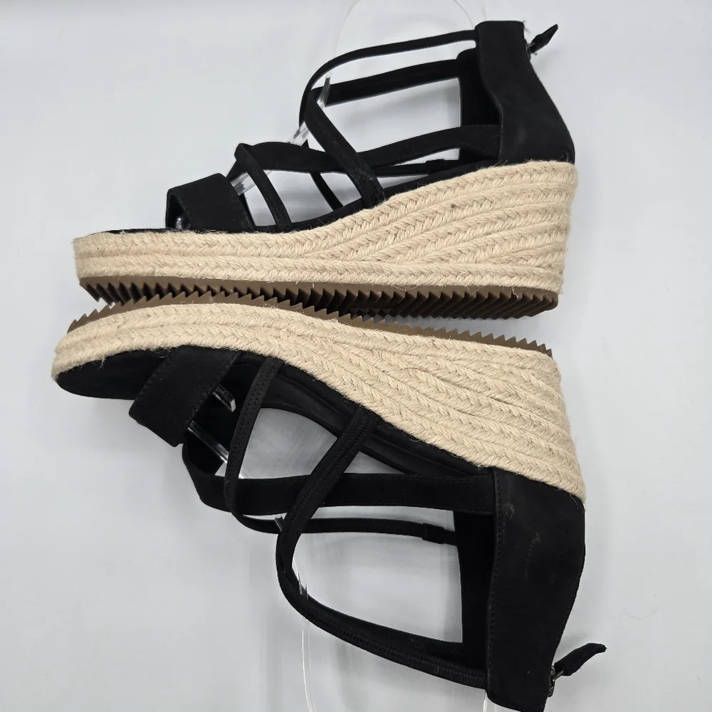 EILEEN FISHER Wanda Tumbled Nubuck Leather Espadrille Wedge Zip Back SAndal